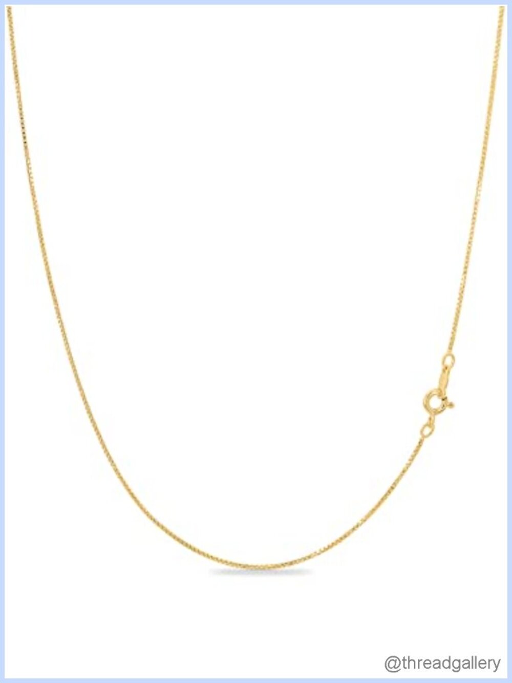 18K Gold Plated Sterling Silver Box Chain Necklace 1mm 15 Inch